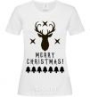 Women's T-shirt Merry Christmas Black Deer White фото