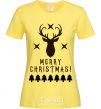 Women's T-shirt Merry Christmas Black Deer cornsilk фото