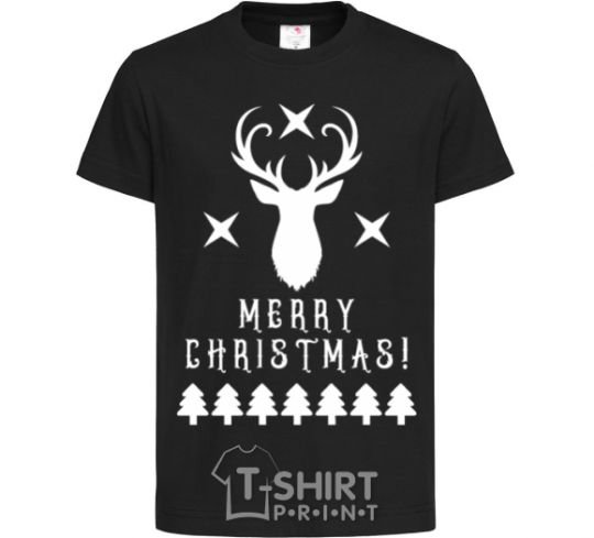 Kids T-shirt Merry Christmas Black Deer black фото