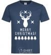 Men's T-Shirt Merry Christmas Black Deer navy-blue фото