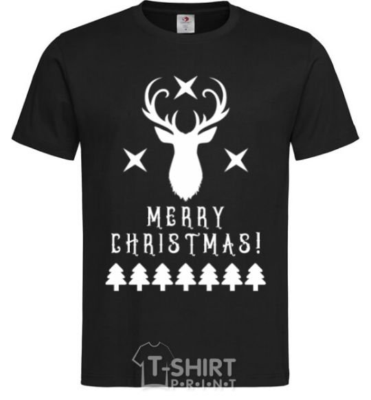 Men's T-Shirt Merry Christmas Black Deer black фото