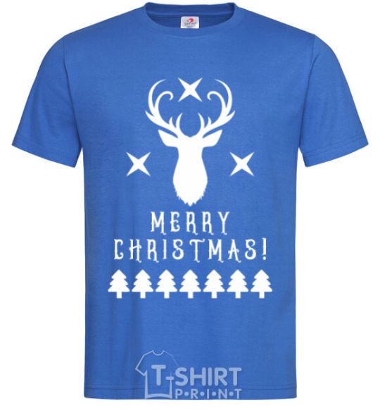 Men's T-Shirt Merry Christmas Black Deer royal-blue фото