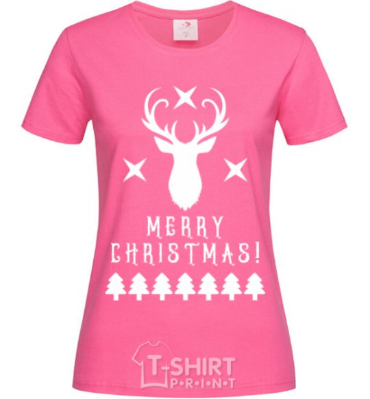 Women's T-shirt Merry Christmas Black Deer heliconia фото