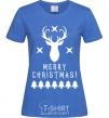 Women's T-shirt Merry Christmas Black Deer royal-blue фото