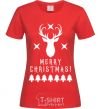 Women's T-shirt Merry Christmas Black Deer red фото