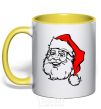 Mug with a colored handle Santa yellow фото