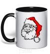 Mug with a colored handle Santa black фото