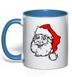 Mug with a colored handle Santa royal-blue фото