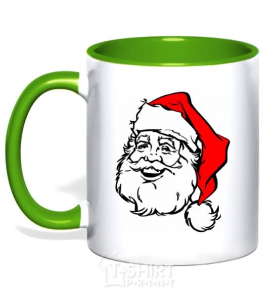 Mug with a colored handle Santa kelly-green фото