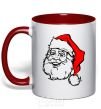 Mug with a colored handle Santa red фото