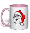 Mug with a colored handle Santa light-pink фото