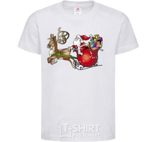 Kids T-shirt Santa on a sleigh White фото