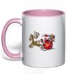 Чашка с цветной ручкой Санта на санях Нежно розовый фото