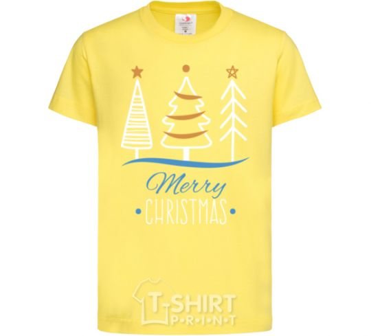 Kids T-shirt Merry Christmas inscription cornsilk фото