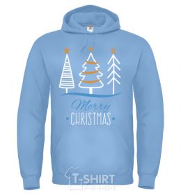 Men`s hoodie Merry Christmas inscription sky-blue фото