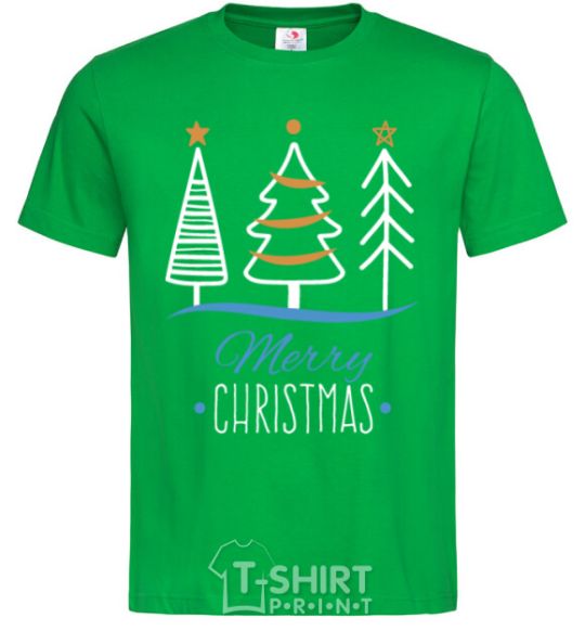 Мужская футболка Надпись Merry Christmas Зеленый фото