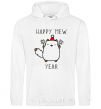 Men`s hoodie Happy Mew Year White фото
