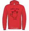 Мужская толстовка (худи) Happy Mew Year Ярко-красный фото