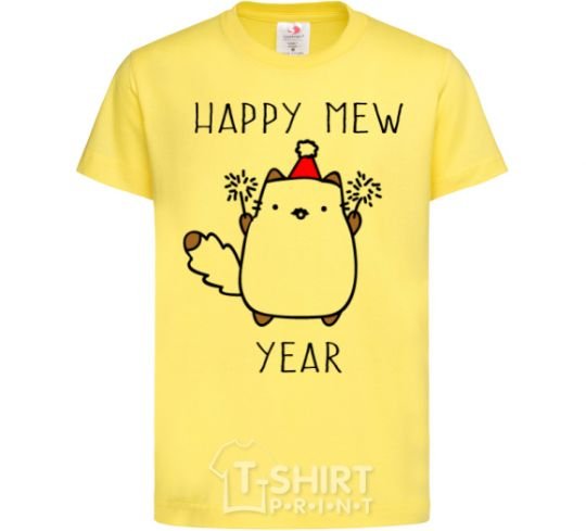 Kids T-shirt Happy Mew Year cornsilk фото