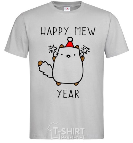 Men's T-Shirt Happy Mew Year grey фото