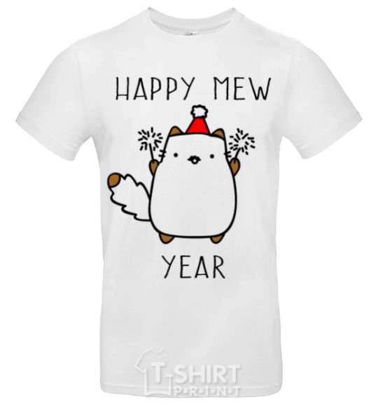 Мужская футболка Happy Mew Year Белый фото