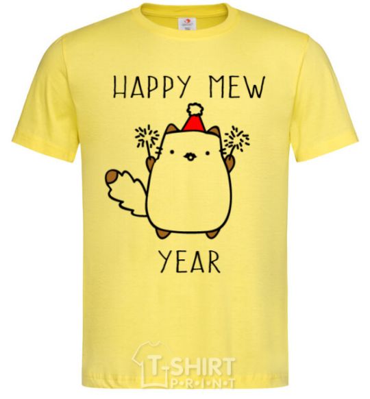 Men's T-Shirt Happy Mew Year cornsilk фото