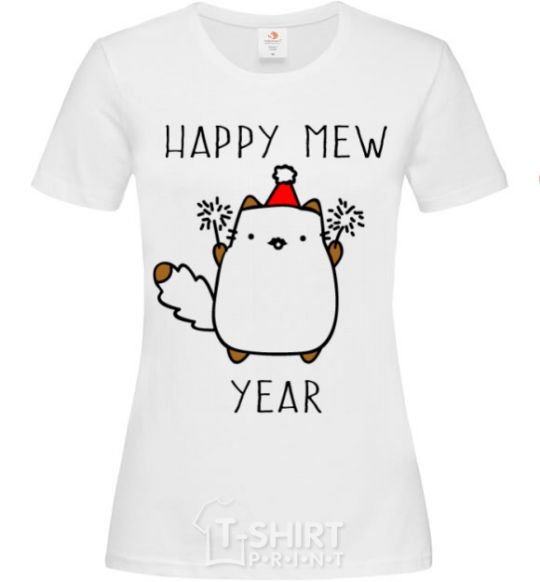 Women's T-shirt Happy Mew Year White фото