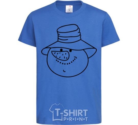 Kids T-shirt SNOWMAN IN HAT royal-blue фото