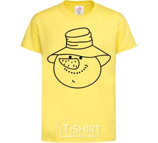 Kids T-shirt SNOWMAN IN HAT cornsilk фото