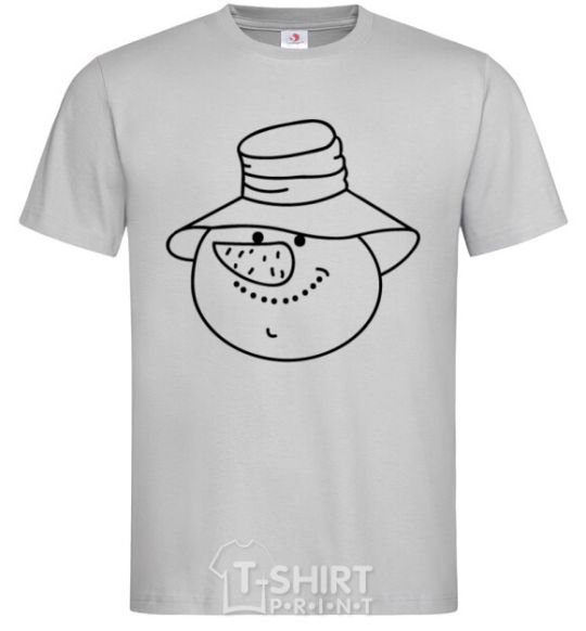 Men's T-Shirt SNOWMAN IN HAT grey фото