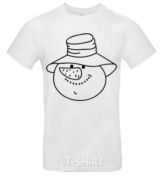Men's T-Shirt SNOWMAN IN HAT White фото