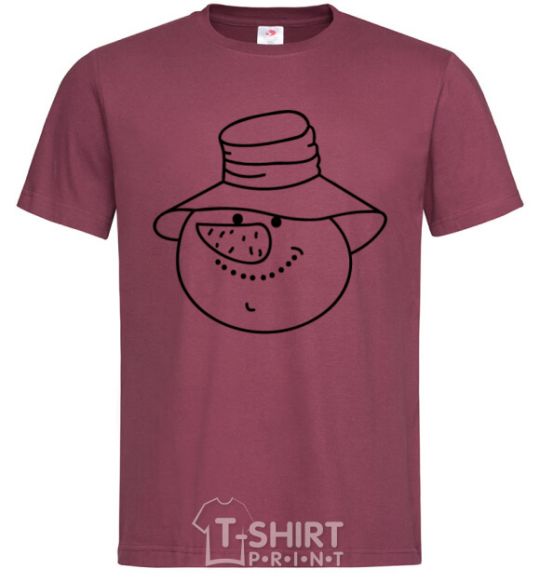 Men's T-Shirt SNOWMAN IN HAT burgundy фото