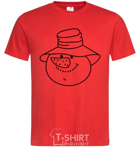 Men's T-Shirt SNOWMAN IN HAT red фото