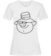 Women's T-shirt SNOWMAN IN HAT White фото