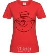 Women's T-shirt SNOWMAN IN HAT red фото