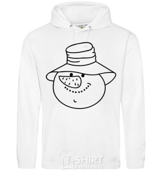 Men`s hoodie SNOWMAN IN HAT White фото