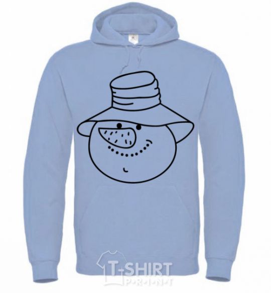 Men`s hoodie SNOWMAN IN HAT sky-blue фото