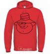 Men`s hoodie SNOWMAN IN HAT bright-red фото