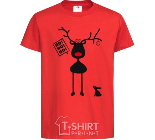 Kids T-shirt A moose and a hare red фото