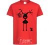 Kids T-shirt A moose and a hare red фото