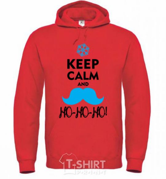 Мужская толстовка (худи) Keep calm and ho-ho-ho Ярко-красный фото