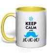 Mug with a colored handle Keep calm and ho-ho-ho yellow фото
