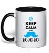 Mug with a colored handle Keep calm and ho-ho-ho black фото