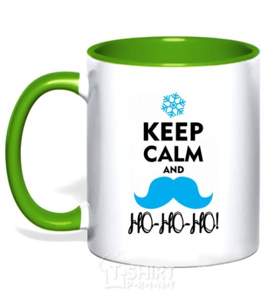 Mug with a colored handle Keep calm and ho-ho-ho kelly-green фото