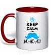 Mug with a colored handle Keep calm and ho-ho-ho red фото