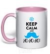 Mug with a colored handle Keep calm and ho-ho-ho light-pink фото