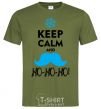Мужская футболка Keep calm and ho-ho-ho Оливковый фото