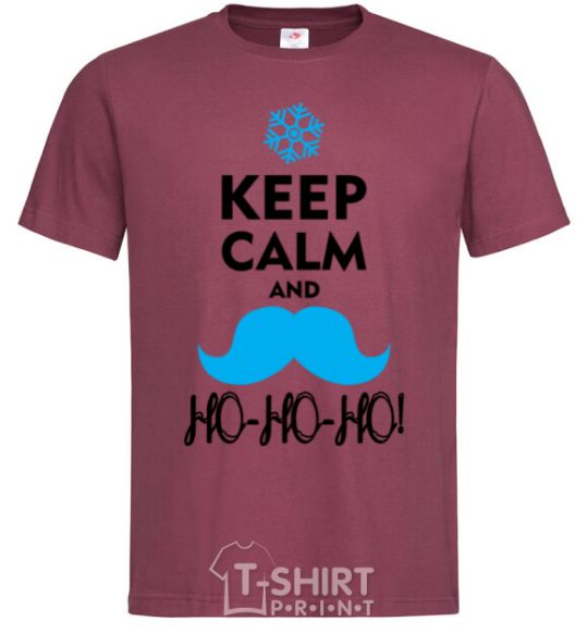 Men's T-Shirt Keep calm and ho-ho-ho burgundy фото