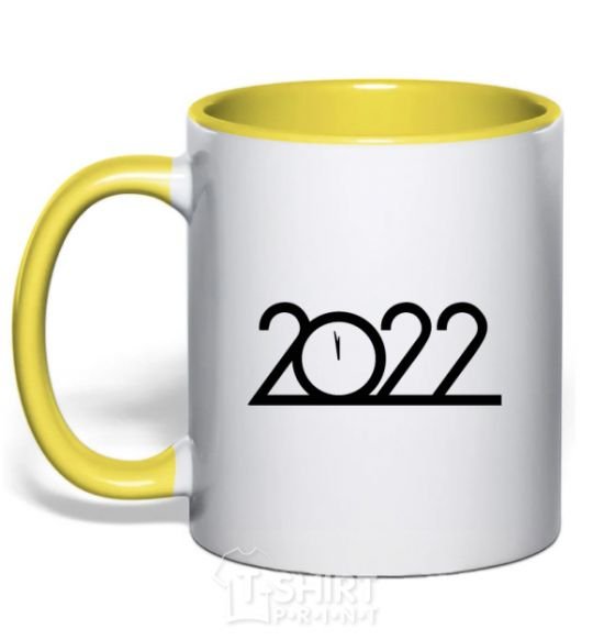 Mug with a colored handle Inscription 2022 yellow фото