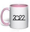 Mug with a colored handle Inscription 2022 light-pink фото